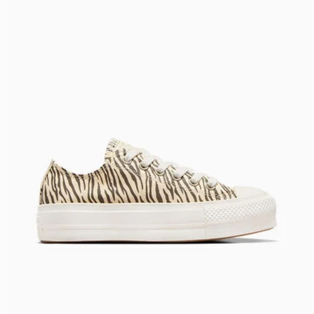 Converse Women's Low Top Sneakers in Cream with Black Zebra Print